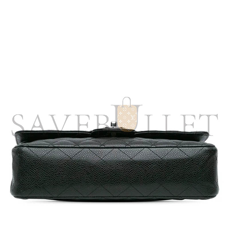CHANEL MEDIUM CLASSIC FLAP BLACK CAVIAR SILVER HARDWARE  (25.5*16*7.5cm)